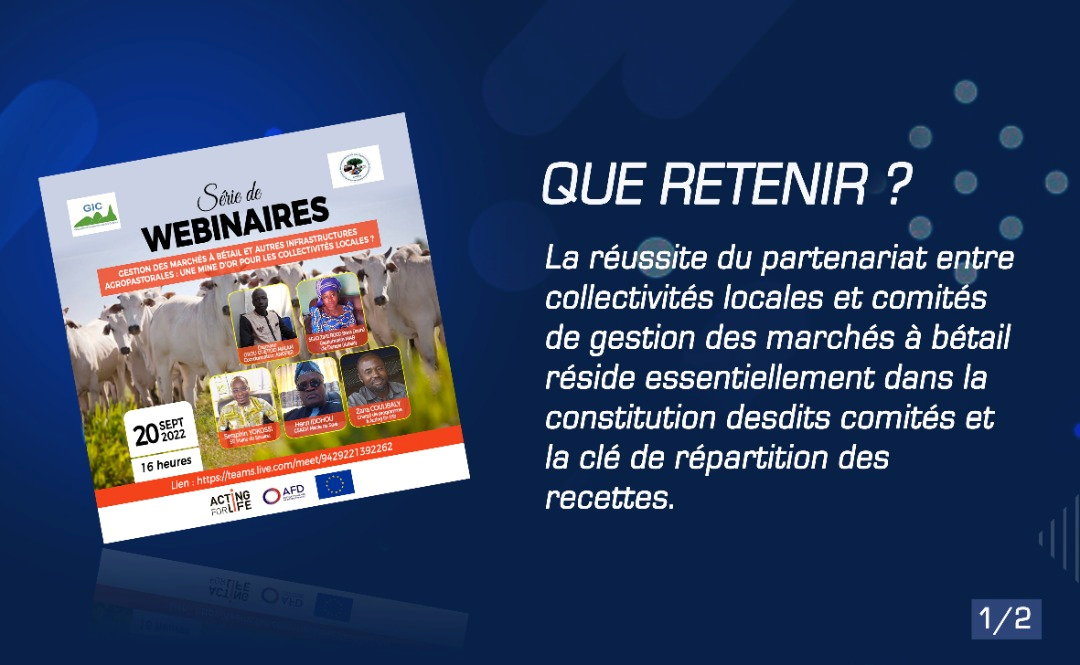 The success of the partnership between a town hall and a livestock market management committee lies essentially in the constitution of the committee (choice of members) and the distribution of revenues.